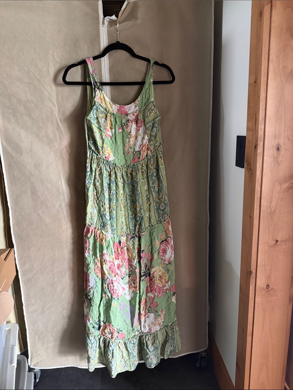 DAVI & DANI Pastel Green Floral Tiered Maxi Dress